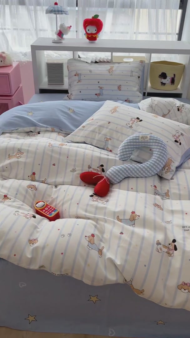 零帛卡通印花四件套：我的床上乐园初体验